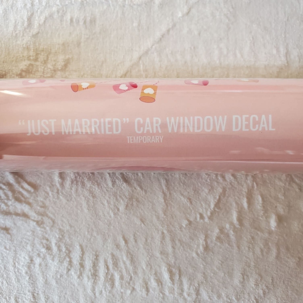 Pink 'Just Married' Car Window Decal